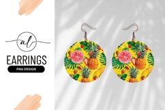 Tropical Fruits And Leaves Round Earring Png Product Image 1