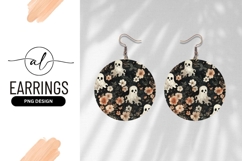 Floral Ghosts Seamless Pattern Round Earring Png Product Image 1