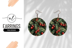 Watercolor Christmas Tree Berries Round Earring Png Product Image 1