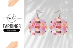 Watercolor Macarons Pink Abstract Round Earring Png Product Image 1