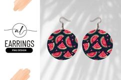 Watermelon Slice Patterned Background For Round Earring Png Product Image 1
