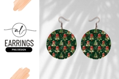 Festive Christmas Tree Pattern Round Earring Png Product Image 1