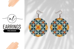 Circular Watercolor Tile Pattern Round Earring Png Product Image 1