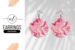 Pink Marble Swirl Round Earring Png Product Image 1