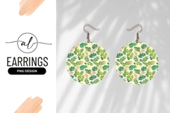 Tropical Leaves Pattern Round Earring Png Product Image 1