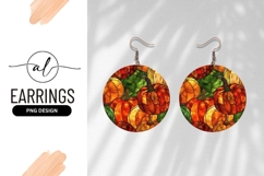 Stained Glass Pumpkins Round Earring Png Product Image 1