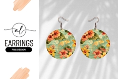 Tropical Hibiscus Flower Round Earring Png Design Product Image 1