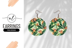 Tropical Strelitzia Pattern Round Earring Png Product Image 1