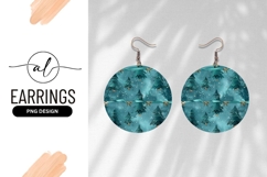 Teal Christmas Tree Pattern Round Earring Png Product Image 1