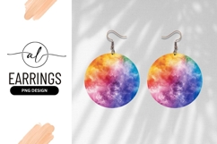 Colorful Abstract Watercolor Texture Round Earring Png Product Image 1
