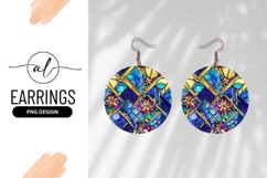 Floral Stained Glass Round Earring Png Product Image 1