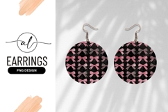 Pink Bows On Black Round Earring Png Product Image 1