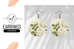 Cream Roses With Vintage Background Round Earring Png Product Image 1