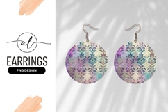 Floral Damask Pattern Round Earring Png Product Image 1