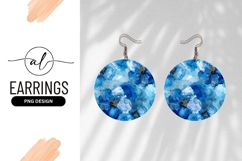 Blue Ink Flowers Round Earring Png Design Product Image 1