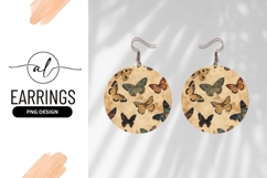 Vintage Butterfly Pattern Round Earring Png Product Image 1