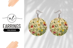 Vintage Floral Garden Round Earring Png Product Image 1