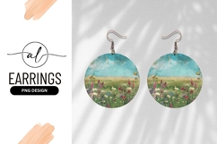 Floral Meadow Landscape Round Earring Png Product Image 1