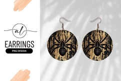 Black Spider On Gold Background Round Earring Product Image 1