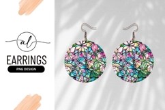 Floral Stained Glass Pattern Round Earring Png Product Image 1