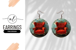 Ornate Red Armchair Round Earring Png Design Product Image 1