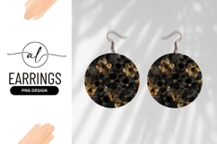 Black Gold Floral Pattern Round Earring Png Product Image 1