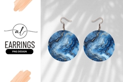 Blue Agate Texture Gold Veins Round Earring Png Product Image 1