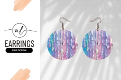 Pastel Iridescent Dripping Paint Round Earring Png Product Image 1