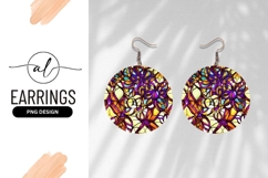 Colorful Stained Glass Floral Round Earring Png Product Image 1