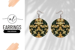 Ornate Floral Pattern in Gold and Green on Dark Background Product Image 1