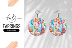 Watercolor Birthday Balloons and Cupcakes with Candles Product Image 1