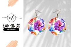Watercolor Floral Round Earring Png Illustration Product Image 1