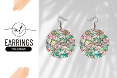 Pastel Flower Stained Glass Round Earring Png Product Image 1