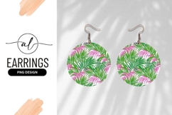 Green and Pink Palm Leaf Pattern on White Background Product Image 1