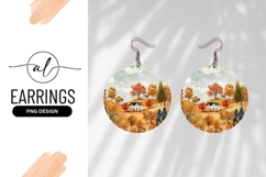Autumnal Landscape Illustration with Houses Trees and Birds Product Image 1