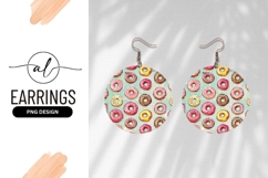 Colorful Donut Pattern on Blue Background Round Earring Png Product Image 1
