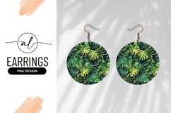 Watercolor Tropical Leaves Arrangement in a Circle Green Product Image 1
