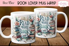 Read more books mug wrap sublimation PNG | Book lover mug Product Image 1