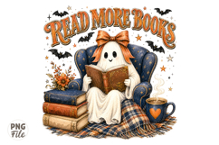 Read More Books PNG, Bookish Halloween Sublimation Design Product Image 1