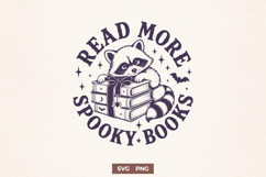 Read More Spooky Books SVG PNG, Funny Halloween Raccoon Product Image 1