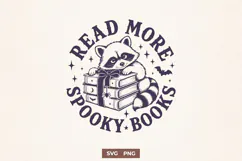 Read More Spooky Books SVG PNG, Funny Halloween Raccoon Product Image 1