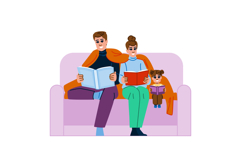 novel reading book couch vector Product Image 1