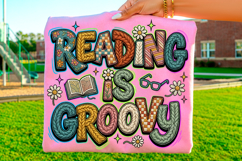 Reading Is Groovy School Sublimation T-Shirt Design PNG Product Image 4