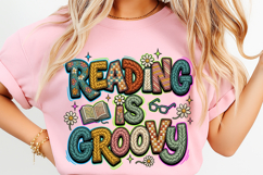 Reading Is Groovy School Sublimation T-Shirt Design PNG Product Image 3