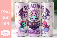 Reading is magical tumbler wrap sublimation PNG, Book lover Product Image 1