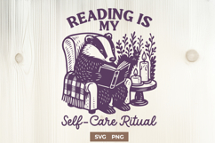 Reading Is My Self-Care Ritual SVG PNG Cozy Badger Clipart Product Image 1