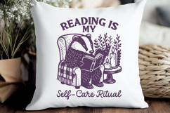 Reading Is My Self-Care Ritual SVG PNG Cozy Badger Clipart Product Image 3