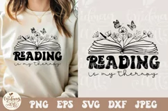 Reading Is My Therapy SVG PNG, Book Shirt Svg, Book Lover Product Image 1