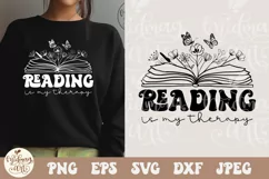 Reading Is My Therapy SVG PNG, Book Shirt Svg, Book Lover Product Image 2