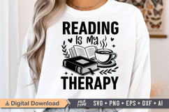 Reading Is My Therapy SVG, Book Lover SVG, Reading SVG Product Image 1
